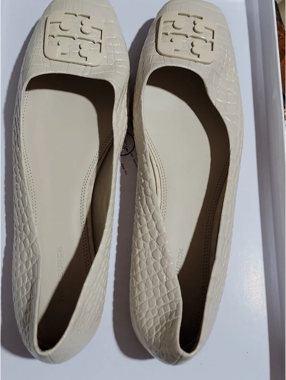 Tory Burch Womens Georgia Ballet Croc Embossed 11 M Square Toe Core Flats NEW